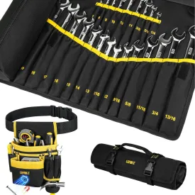 13-Pockets Magnetic Tool Belt   Wrench Roll Organizer with 23 1 Pockets for Metric & SAE Wrenches,Heavy Duty Tool Belts   Wrench Holder Organizer Bag for Men,Gifts for Dad,Mechanic,Electrician,Carpent