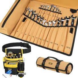 13-Pockets Magnetic Tool Belt   Wrench Roll Organizer with 23 1 Pockets for Metric & SAE Wrenches,Heavy Duty Tool Belts   Wrench Holder Organizer Bag for Men,Gifts for Dad,Mechanic,Electrician,Carpent
