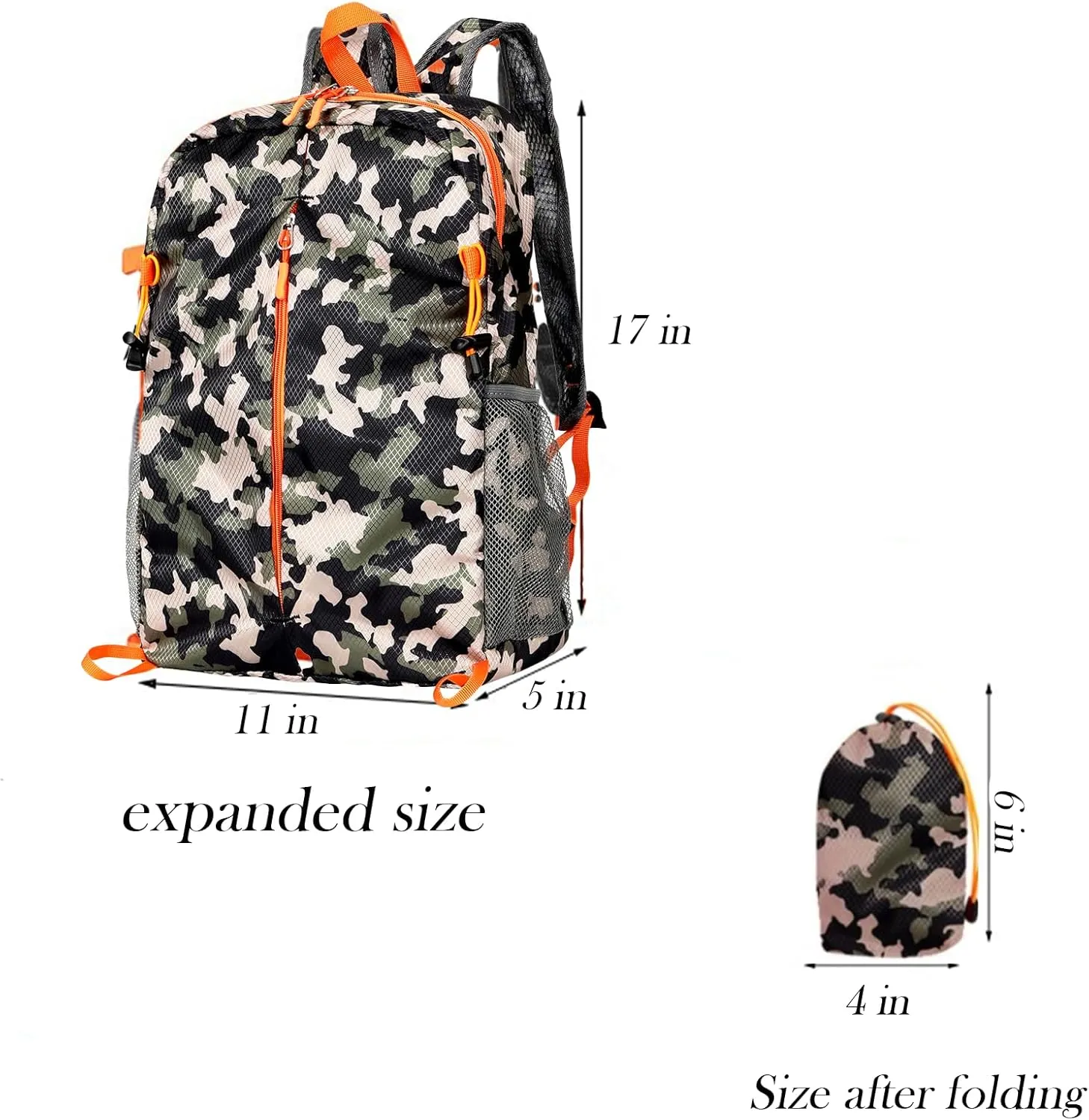 15L Lightweight Packable Backpack, Foldable Hiking Bag, Travel Backpack for Women Man, Waterproof Outdoor Camping Day Pack, Camouflage Color