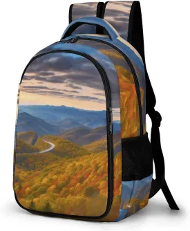 Backpack with Pocket,Blue Ridge Parkway Mountains Print Travel Backpack,stylish Backpacks,hiking Outdoor Casual Carry on Backpack