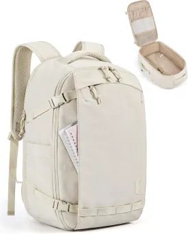 BAGSMART Travel Backpack for Women, 30L Travel Backpack Carry On Flight Approved, TSA Approved Personal Item Travel Bag, Water Resistant Weekender Bag Luggage Daypack, Beige