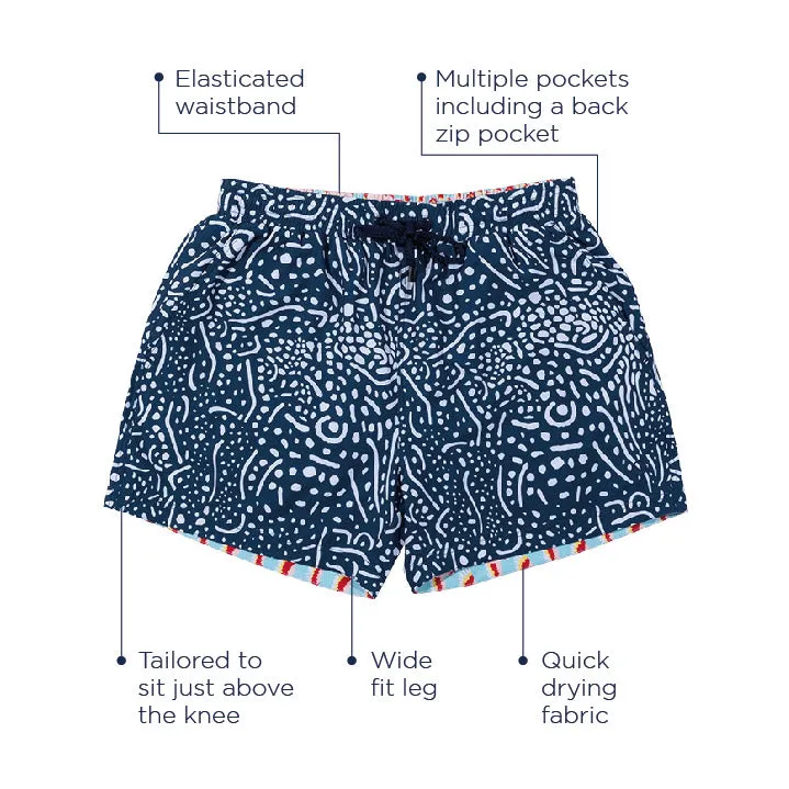Balmoral Whale Shark Skin Print Mid Length Men's Board Shorts