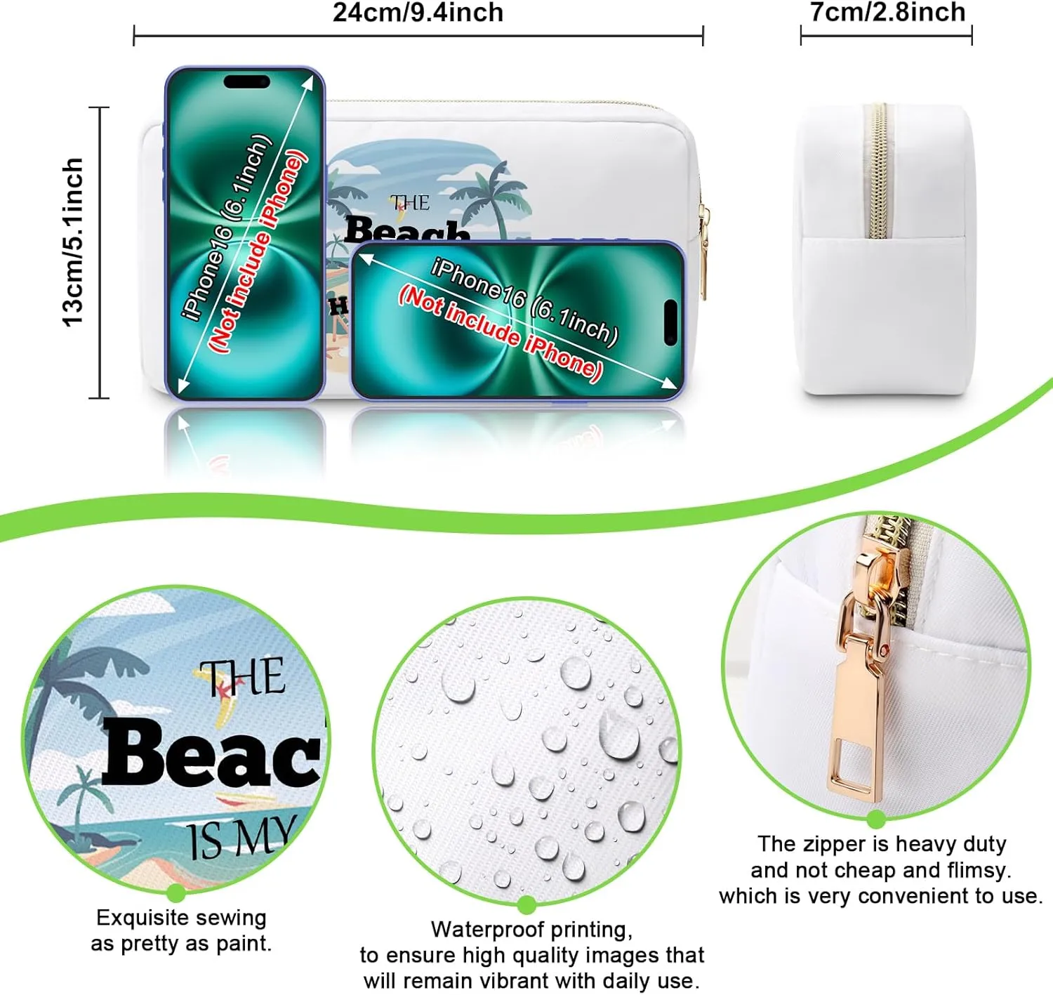 Beach Lover Gifts for Girls Makeup Bag Beach Themed Gifts for Woman Best Friend Daughter Sister Summer Vacation Cosmetic Bag Friendship Presents Christmas Birthday Party Present Travel Pouch