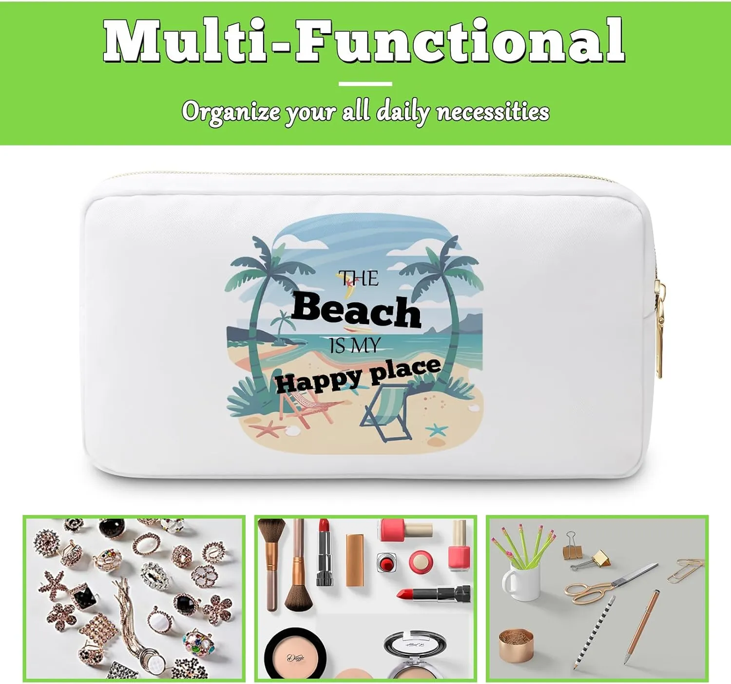 Beach Lover Gifts for Girls Makeup Bag Beach Themed Gifts for Woman Best Friend Daughter Sister Summer Vacation Cosmetic Bag Friendship Presents Christmas Birthday Party Present Travel Pouch