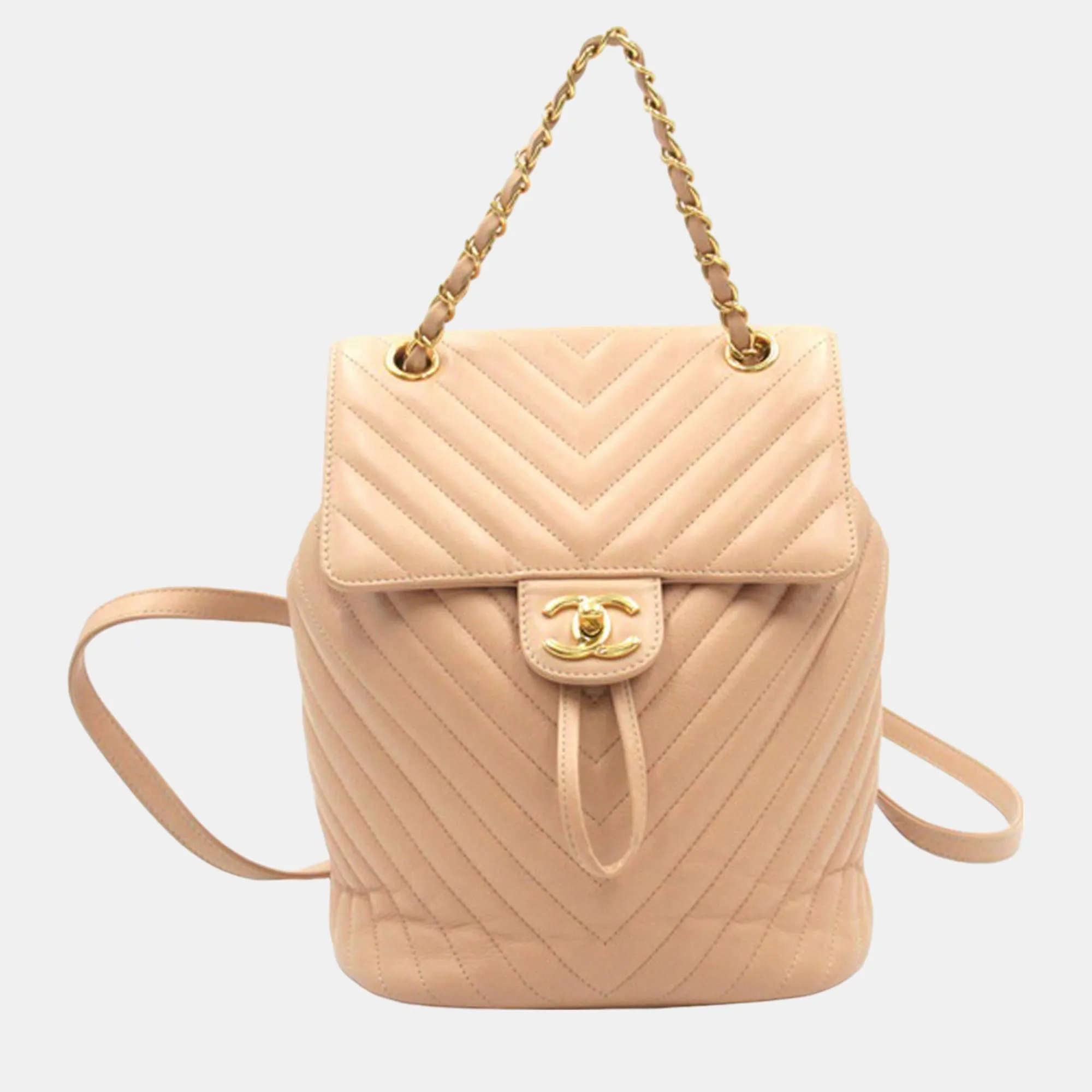 Beige Chevron Calfskin Urban Spirit Backpack