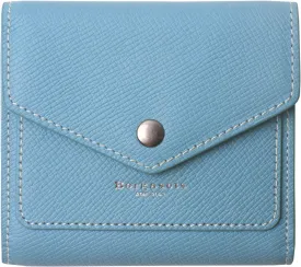 Borgasets Small Wallet for Women Genuine Leather RFID Blocking Card Holder Organizer Pocket Compact Bifold Ladies Mini Purse (Haze Blue)