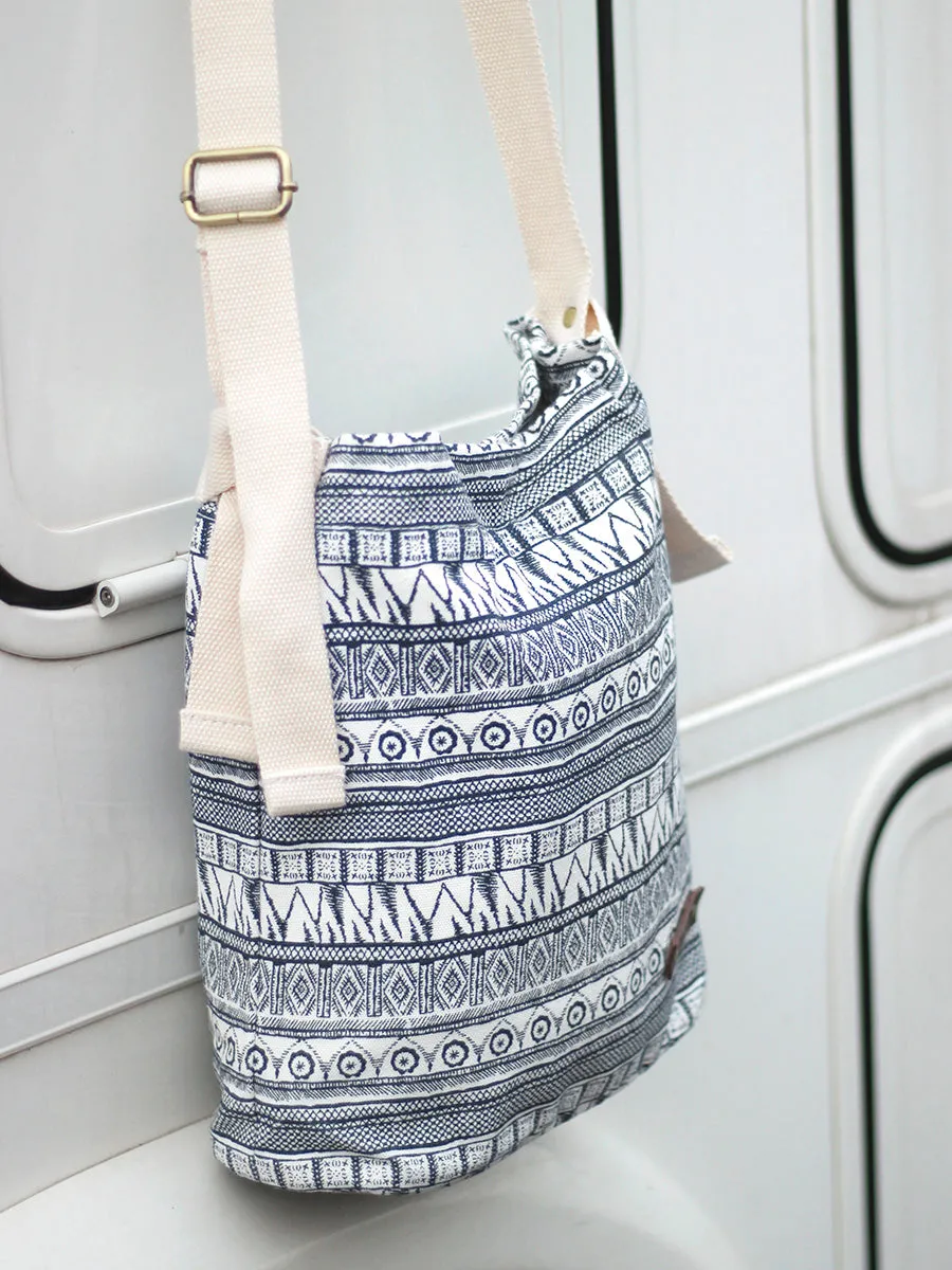 Canvas Bohemian Print Small Shoulder Bag Tote Womens Canvas Bucket Tote Bags for Women