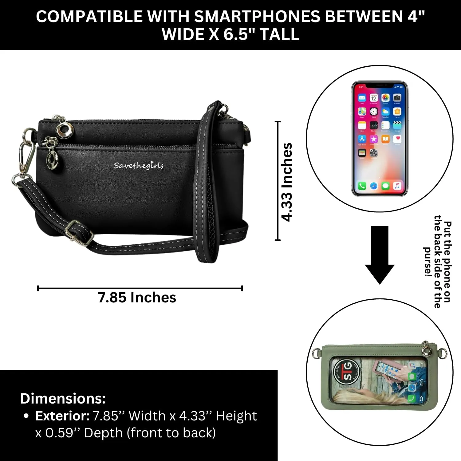Cell Phone Purse - Touch Screen Womens Crossbody Bag - Clutch Purses for Women (Bella)