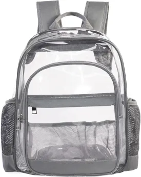 Clear Backpack,Heavy Duty Clear Bookbag See Through Backpack Large Clear Bag for School College Work Travel Security,Gray