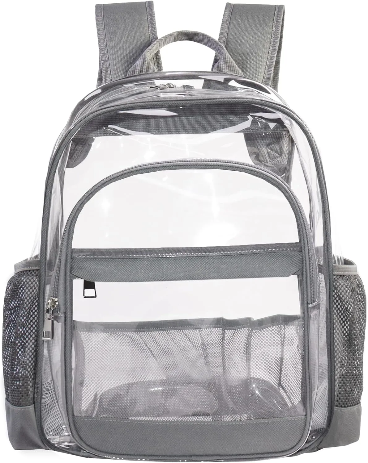 Clear Backpack,Heavy Duty Clear Bookbag See Through Backpack Large Clear Bag for School College Work Travel Security,Gray