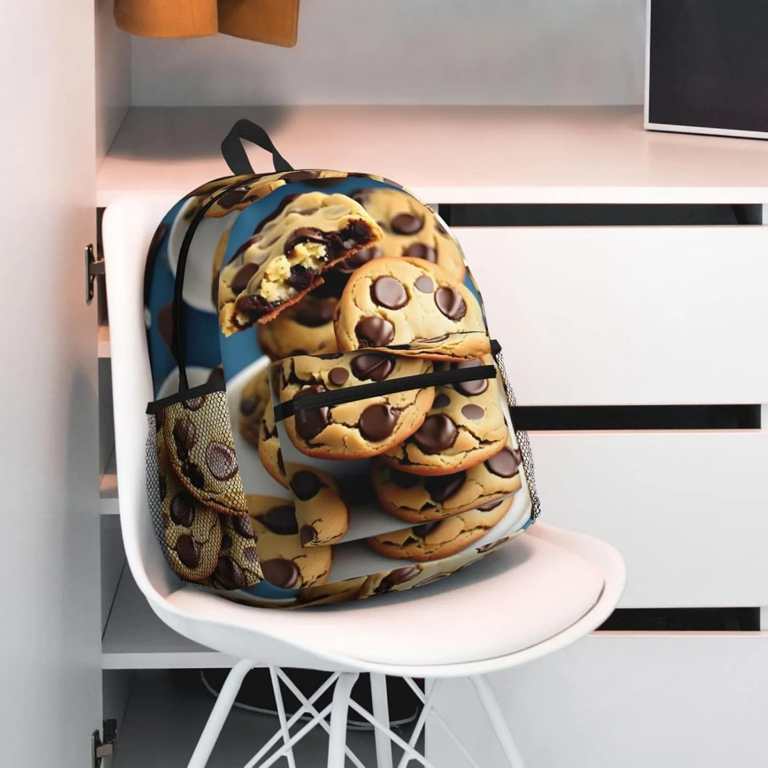 Cookies Food Chocolate Chips Biscuits Print Backpack For Women Men, Laptop Bookbag,Lightweight Casual Travel Daypack
