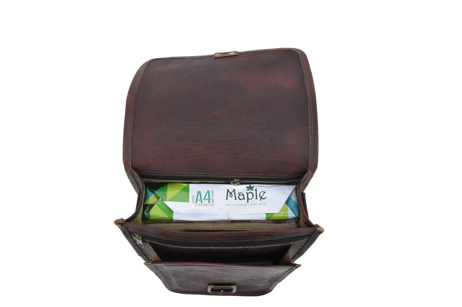 Dark Leather Satchel Crossbody Bag