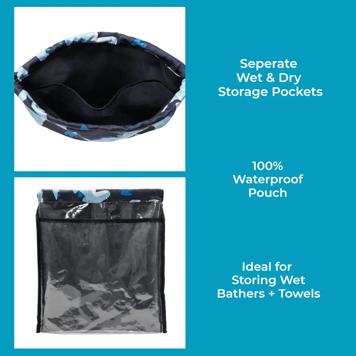 Dino Drawstring Swim Bag