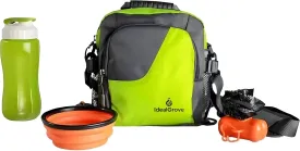 Dog Treat Pouch, Dog Walking Bag for Training, Pet Food & Toy Holder, Poop Bag Dispenser, Poop Bag Roll, Collapsible Bowl, Water Bottle, 4 Ways to Wear - Green