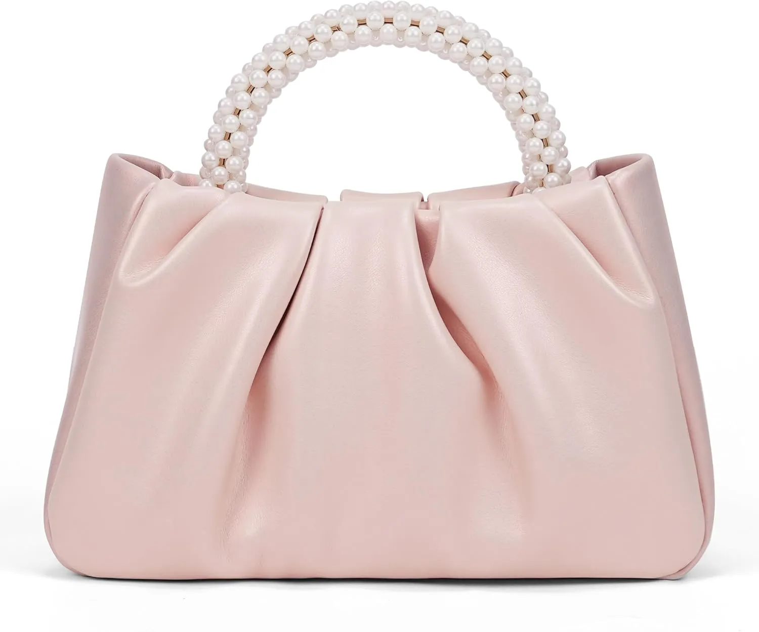 Evening Bag Clutch Purse Women Small Pearl Handbags Soft Leather Ruched Clutch Purses For Women Wedding Party Prom