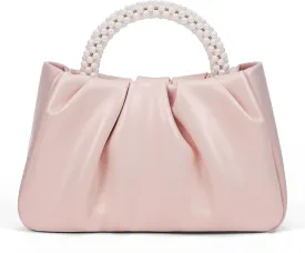 Evening Bag Clutch Purse Women Small Pearl Handbags Soft Leather Ruched Clutch Purses For Women Wedding Party Prom