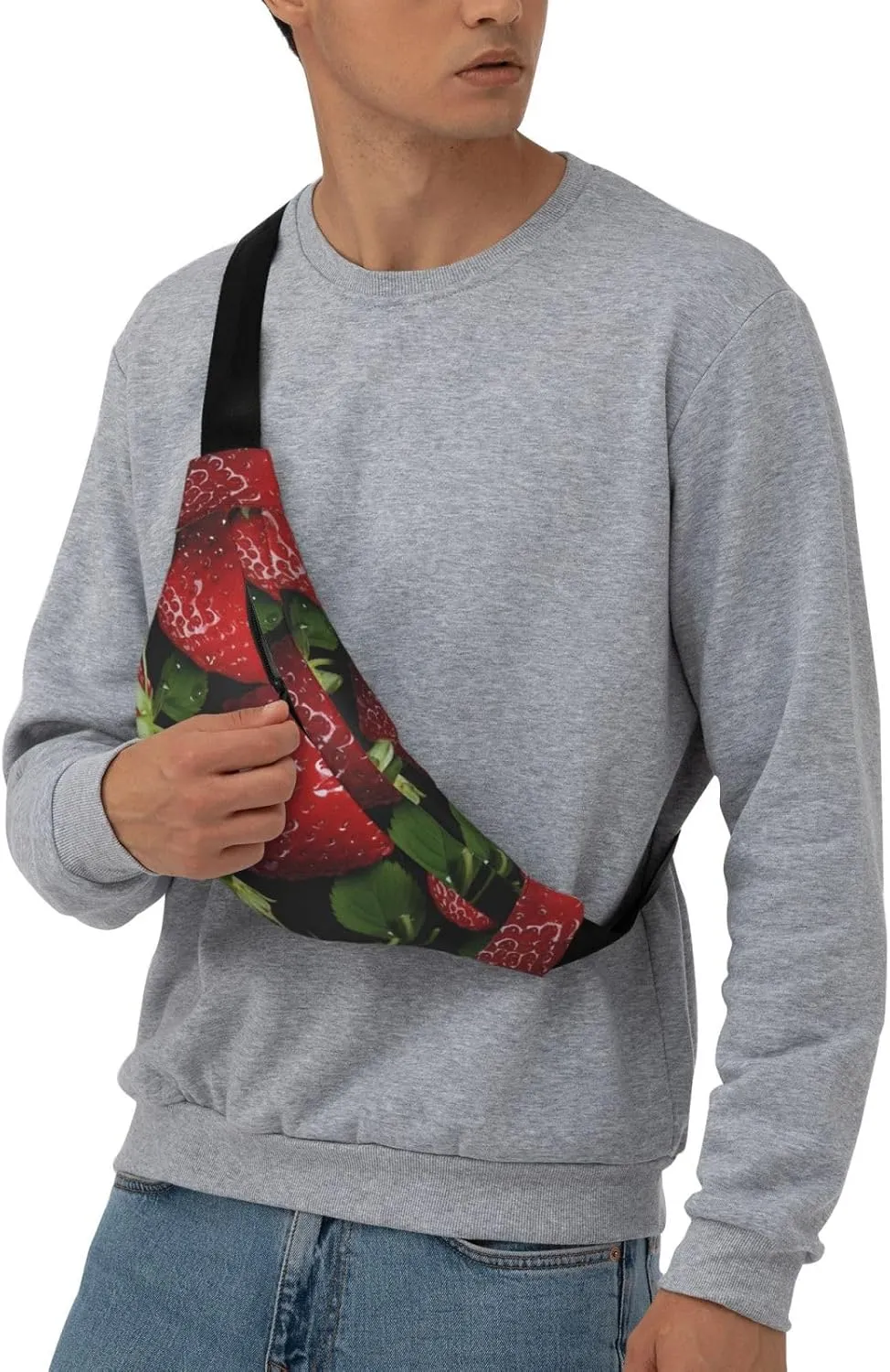 Fanny Pack Belt Bag for Women Men Waterproof Waist Pack Seaside Town Waist Bag with Adjustable Strap, Red Strawberry, One Size
