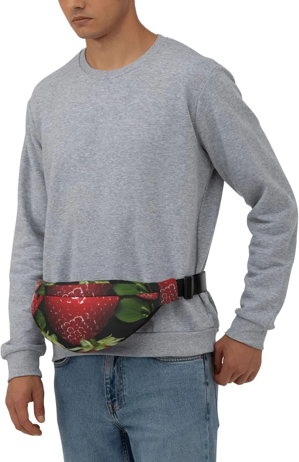 Fanny Pack Belt Bag for Women Men Waterproof Waist Pack Seaside Town Waist Bag with Adjustable Strap, Red Strawberry, One Size