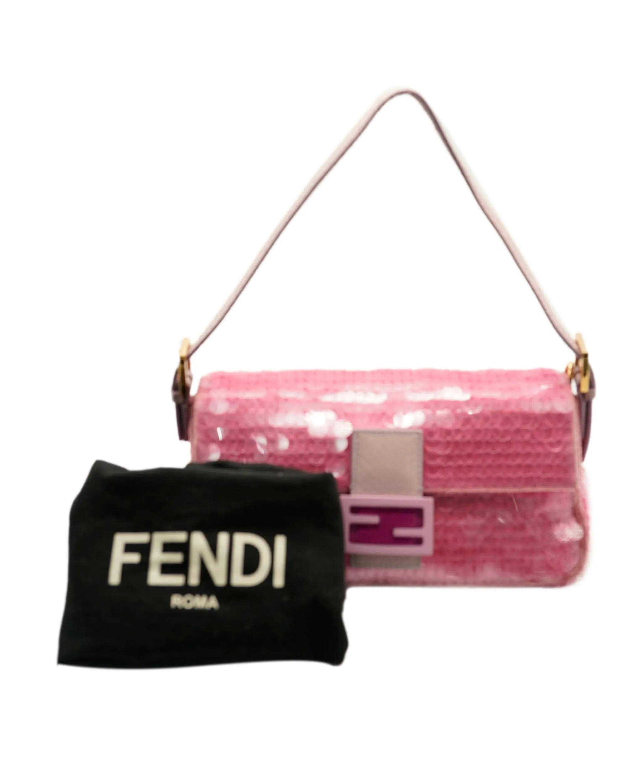 Fendi Baguette Bag Pink Sequin Super Rare AGC1468
