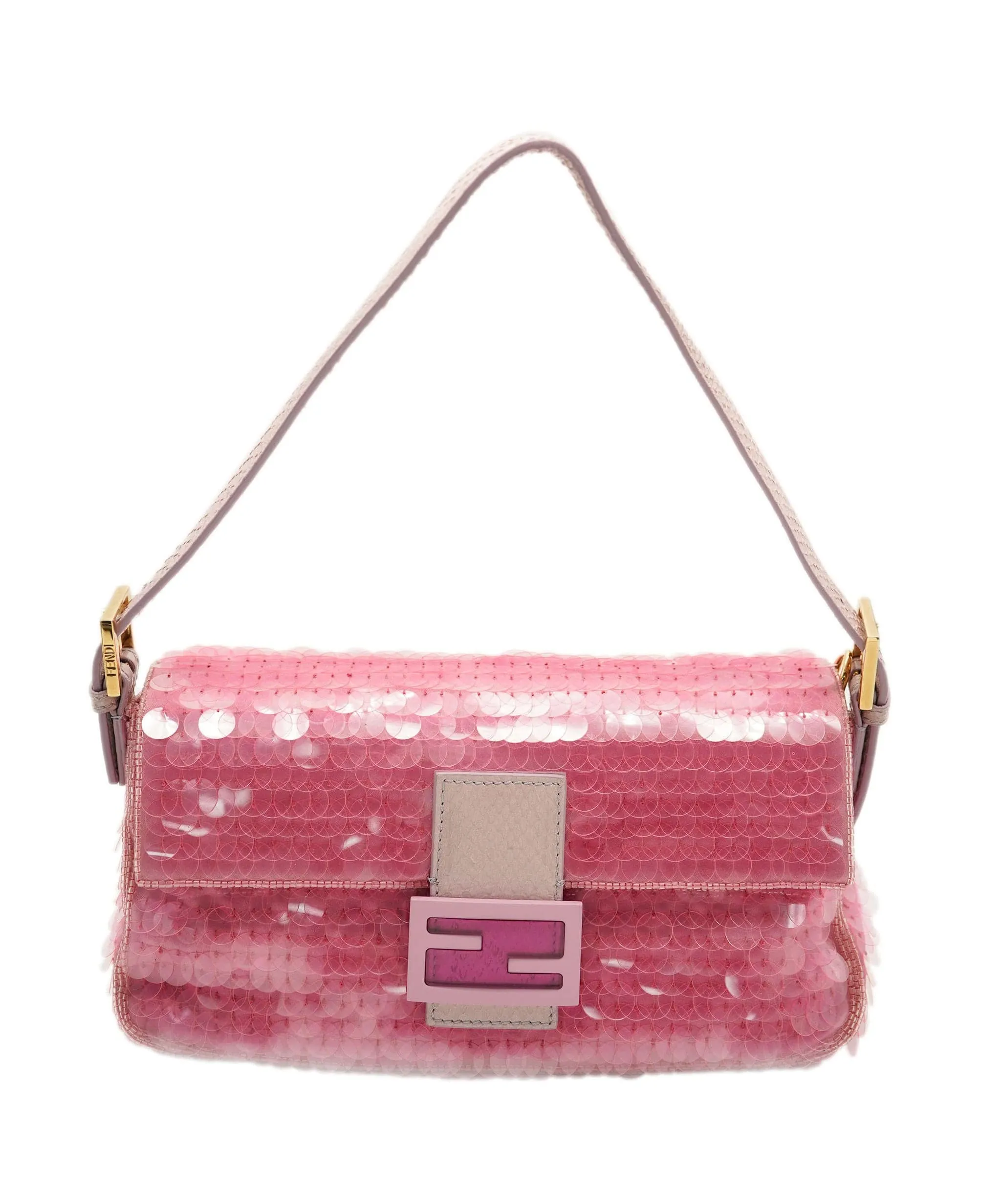 Fendi Baguette Bag Pink Sequin Super Rare AGC1468