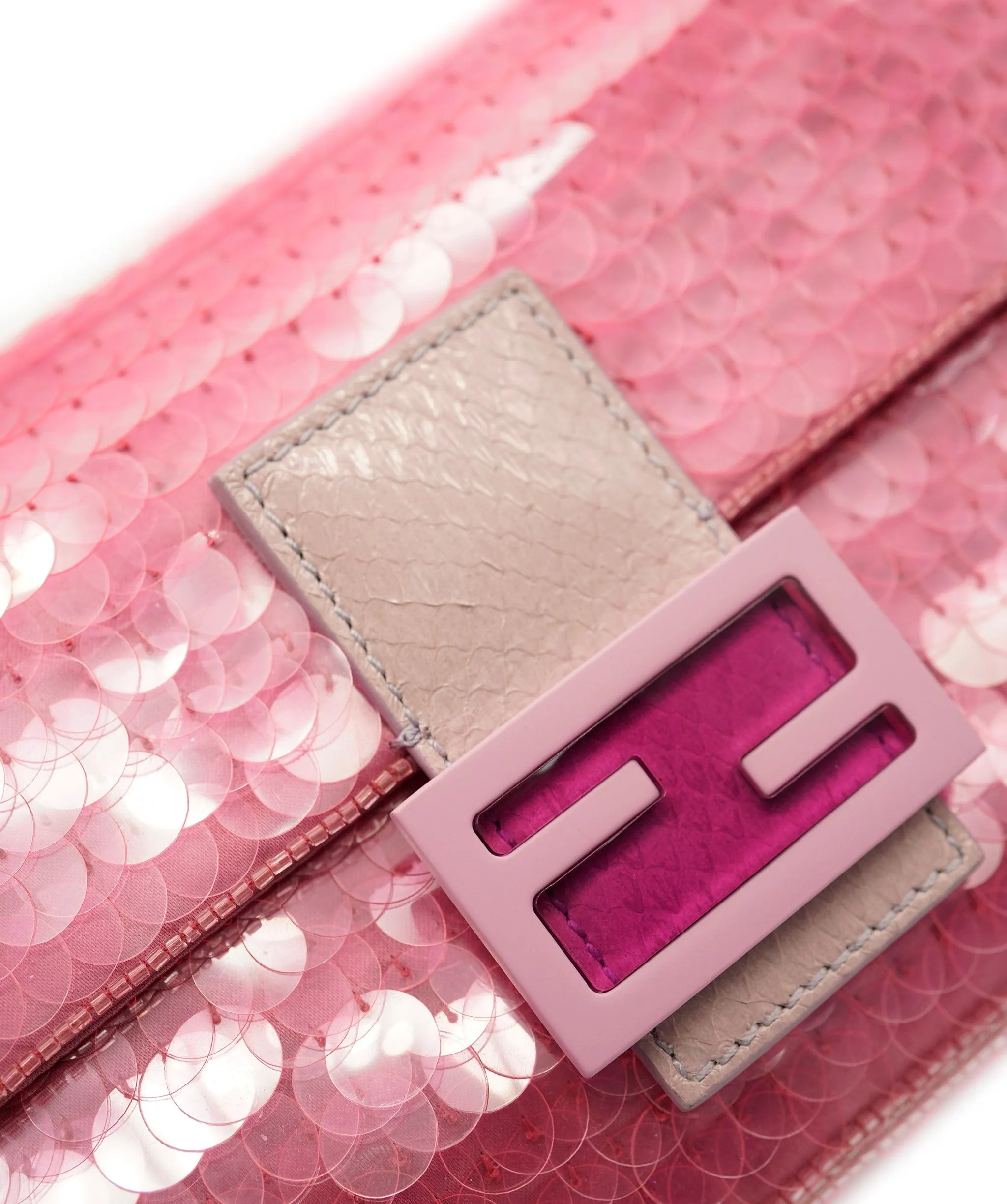 Fendi Baguette Bag Pink Sequin Super Rare AGC1468