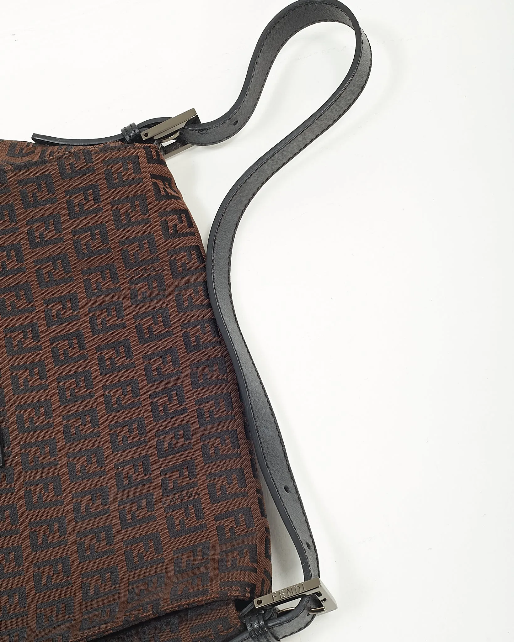 Fendi Brown Zucchino Mamma Baguette Shoulder Bag