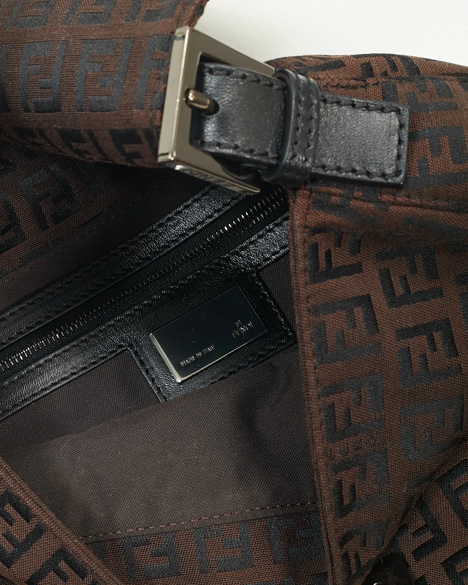 Fendi Brown Zucchino Mamma Baguette Shoulder Bag