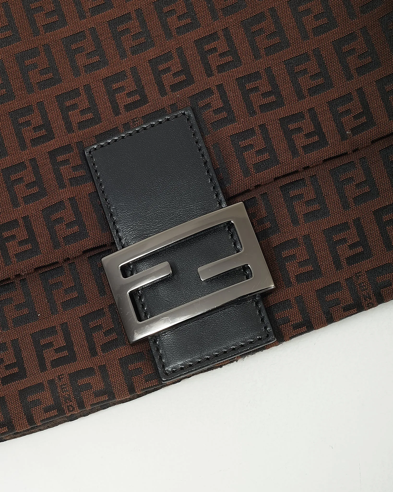 Fendi Brown Zucchino Mamma Baguette Shoulder Bag