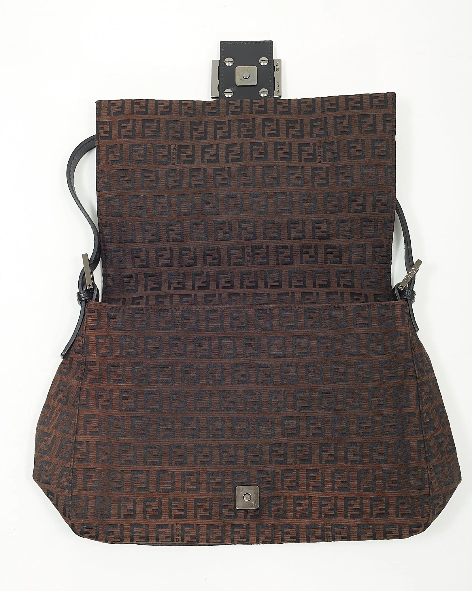 Fendi Brown Zucchino Mamma Baguette Shoulder Bag