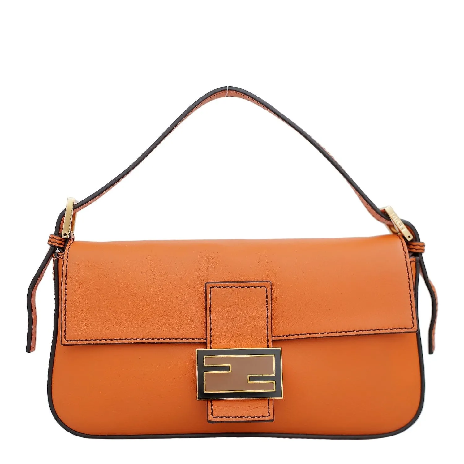 Fendi Leather Baguette Bag Orange 03360B