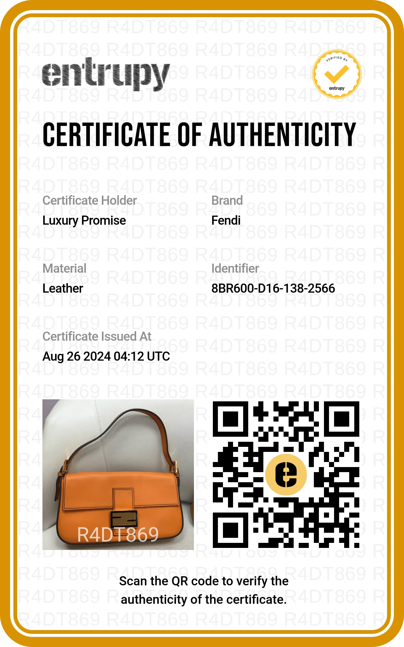 Fendi Leather Baguette Bag Orange 03360B