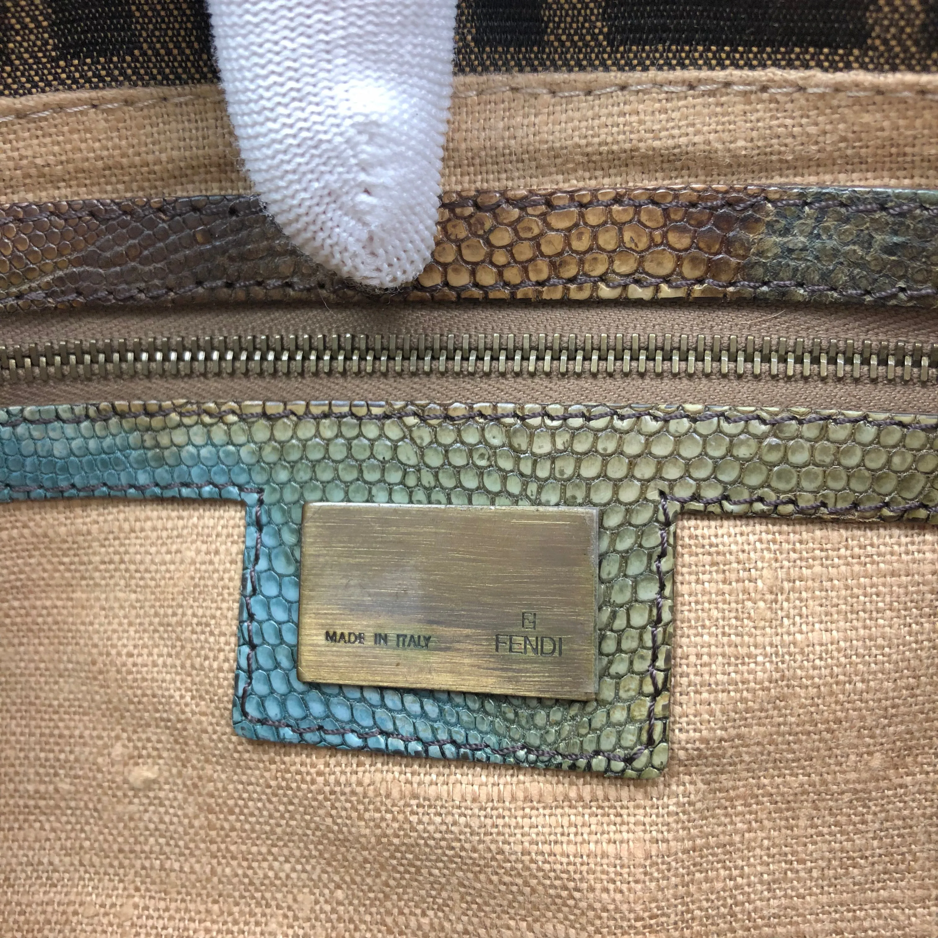 FENDI LEOPARD PONY HAIR ZUCCA BAGUETTE BAG