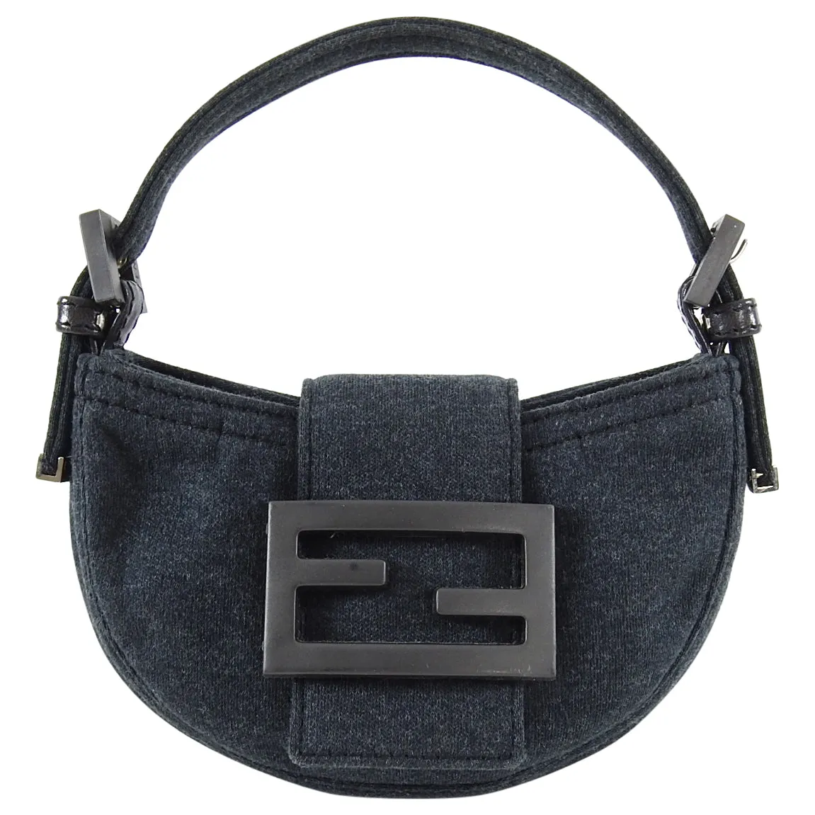 Fendi Vintage Grey Cotton Jersey Micro Baguette Bag