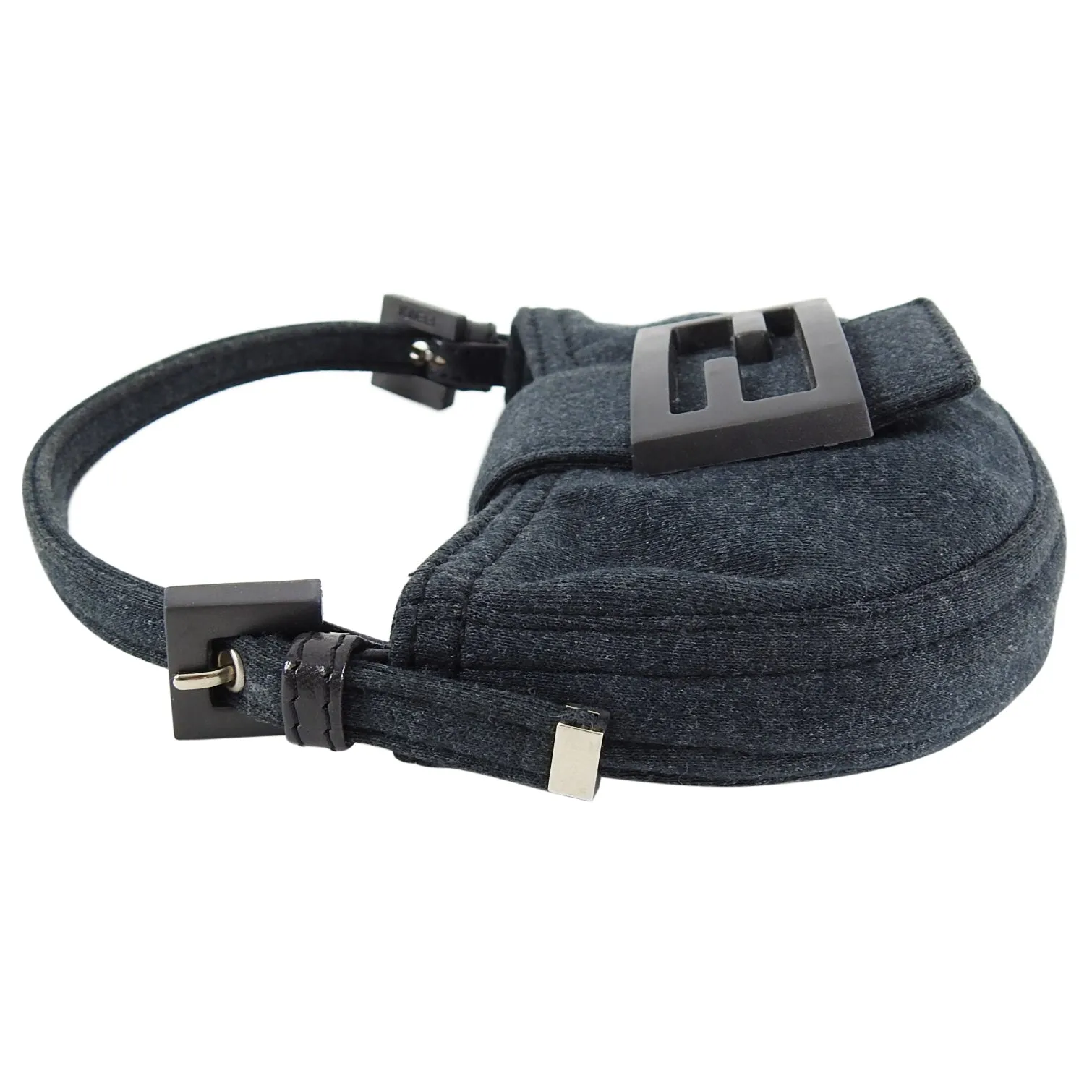 Fendi Vintage Grey Cotton Jersey Micro Baguette Bag