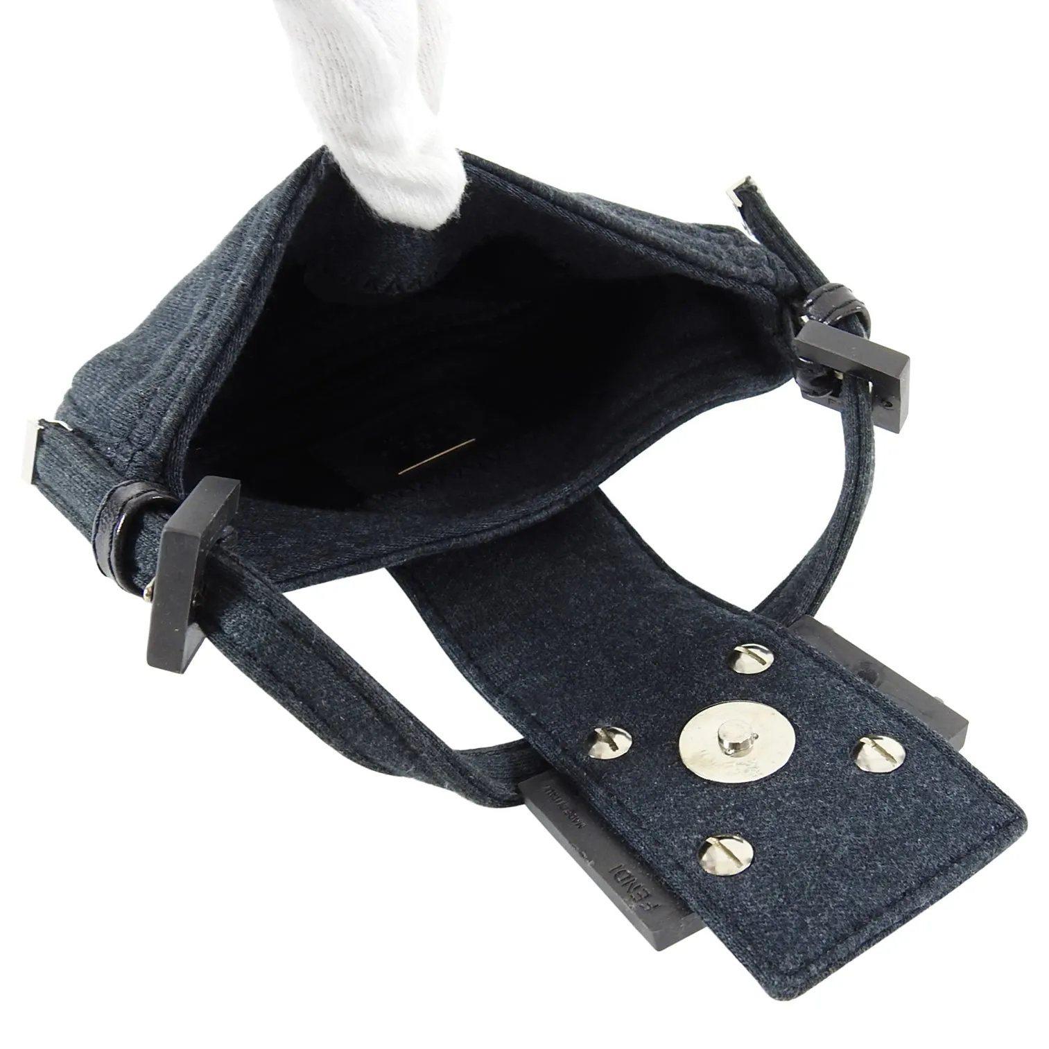 Fendi Vintage Grey Cotton Jersey Micro Baguette Bag