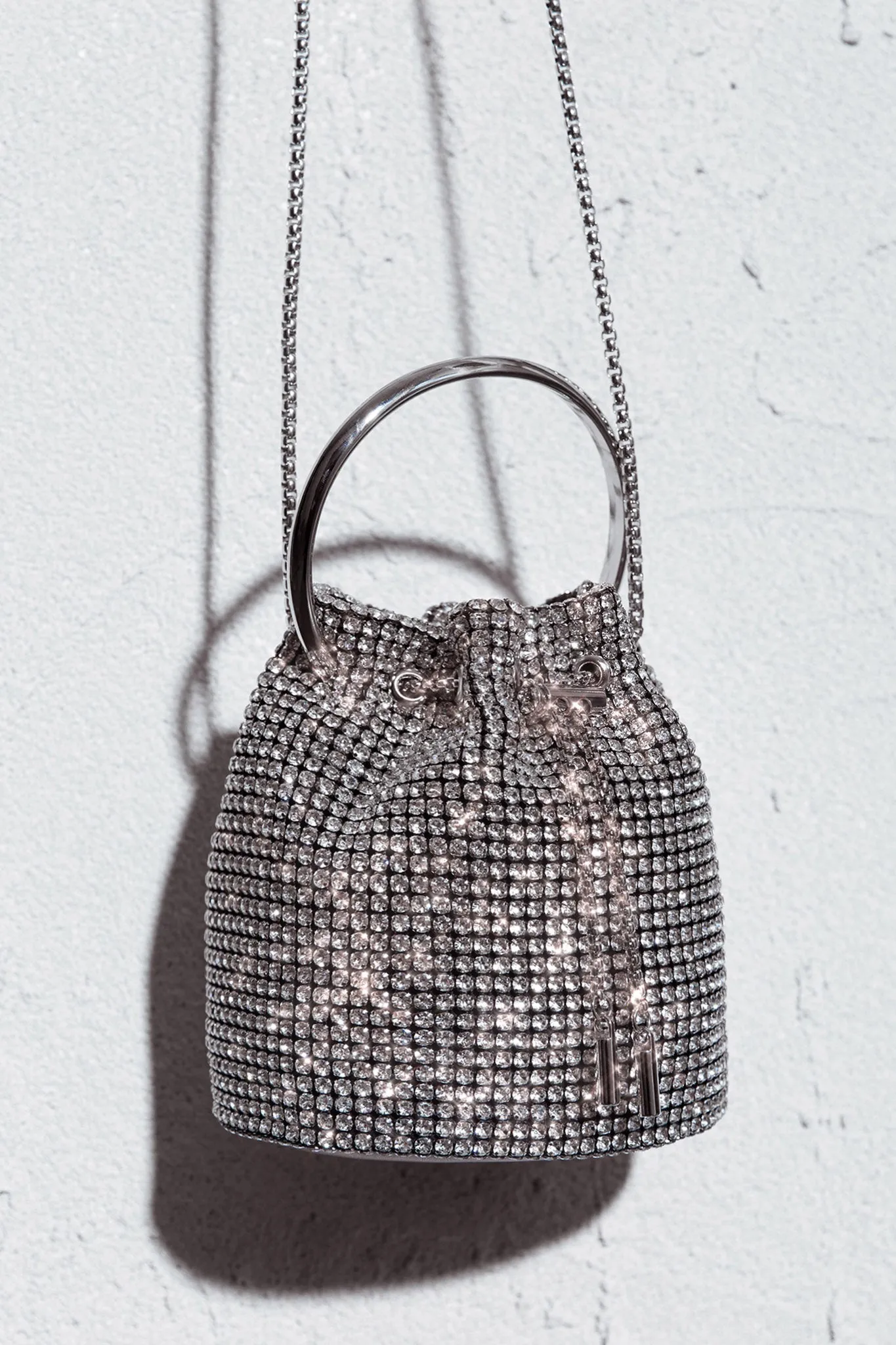 Fifth Avenue Diamante Bucket Bag Silver