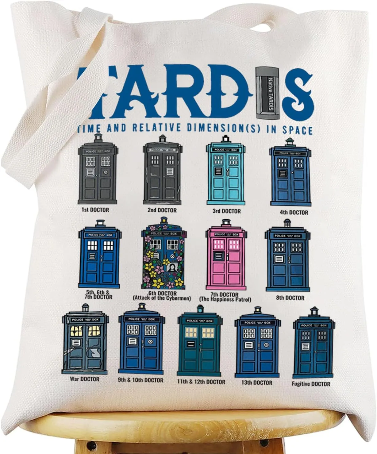 G2TUP Dr Who Tote Bag Canvas Tote Bag Dr Who Fan Gift Police Box Tardis in Space Shoulder Bag Police Box Doctor Merch (Police Box Space TG)