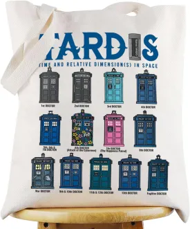 G2TUP Dr Who Tote Bag Canvas Tote Bag Dr Who Fan Gift Police Box Tardis in Space Shoulder Bag Police Box Doctor Merch (Police Box Space TG)