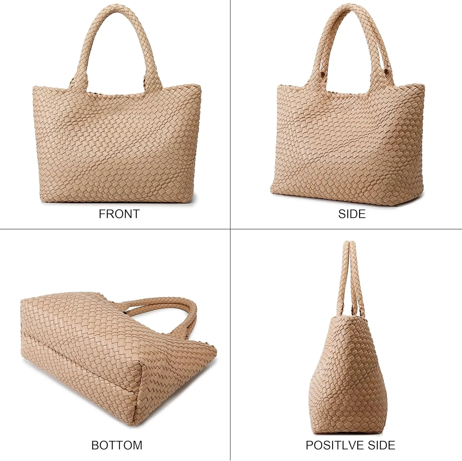 GBB Woven Bag for Women Fashion Woven Purse Top-handle Shoulder Bag Large Travel Tote Bag Vegan Leather Shopper Bag