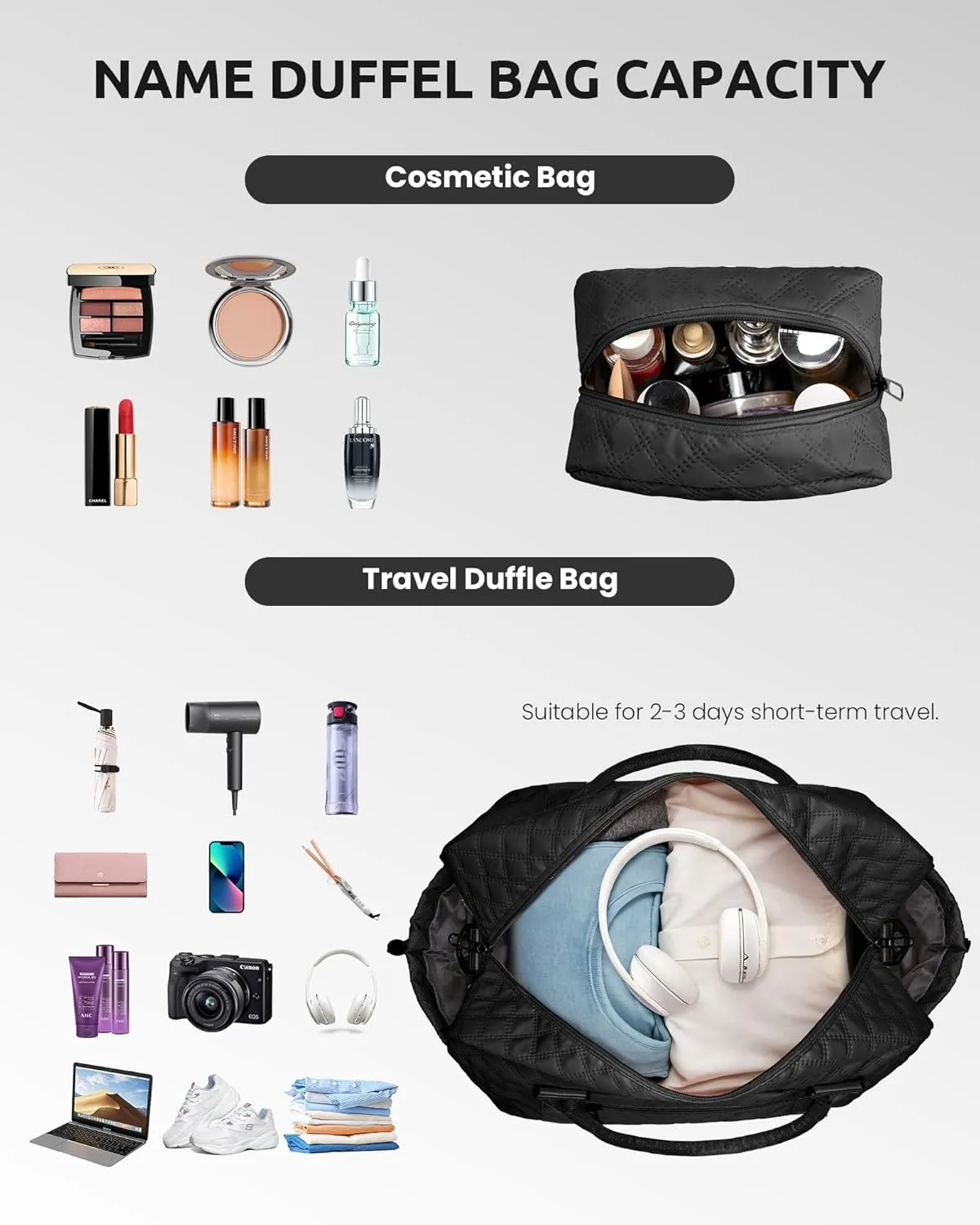 Gifts for Granddaughter-Initial Duffle Bag with Shoe Compartment, Personalized Weekender Bag, Monogram Overnight Bag, Letter Travel Bag with Makeup BagDaughter Friend Gifts (Letter S)