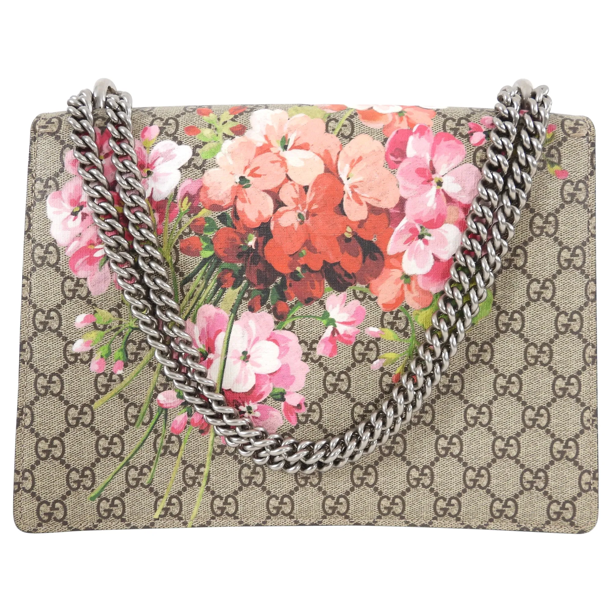 Gucci GG Blooms Dionysus Supreme Medium Pink and Red Bag