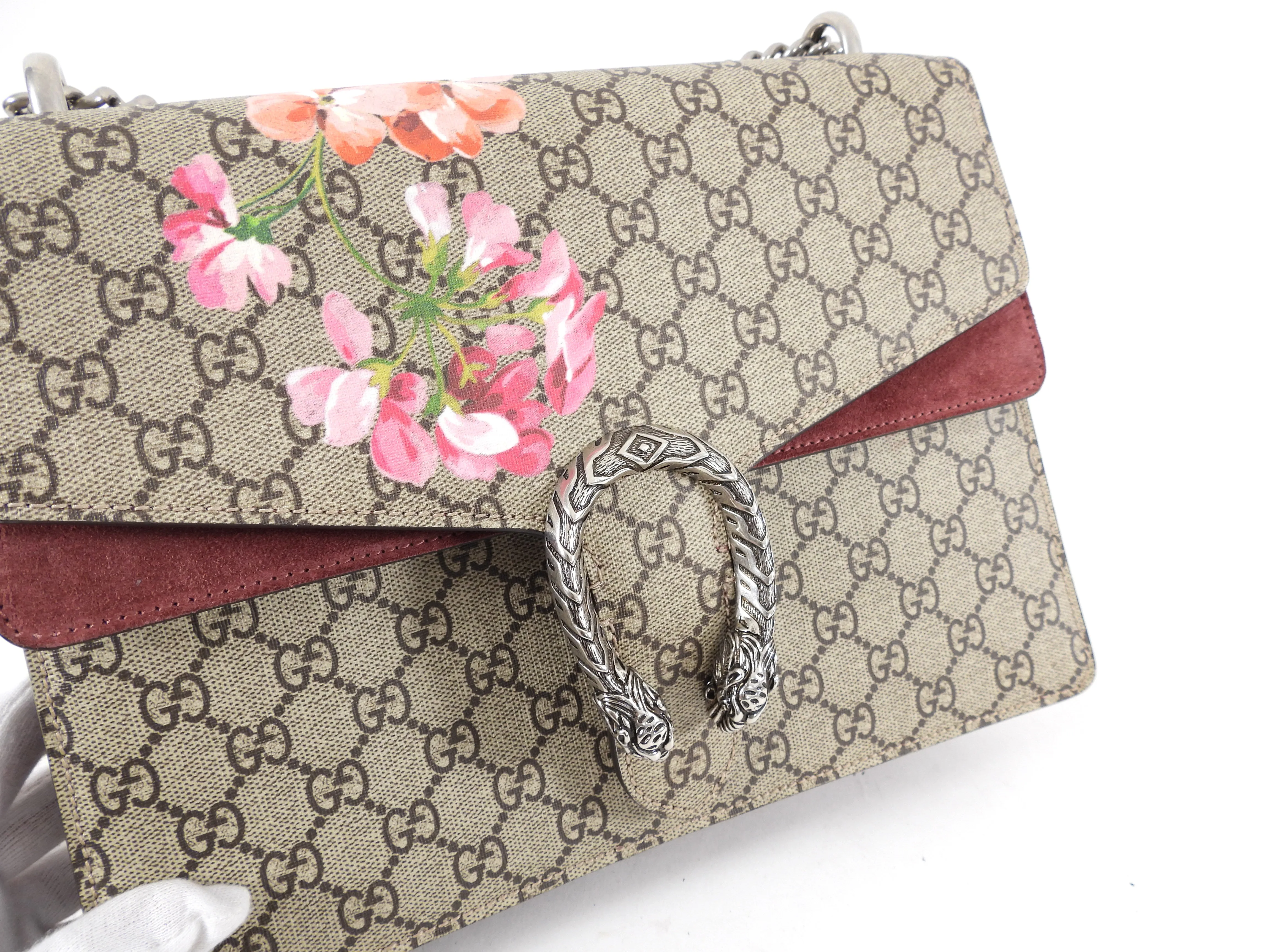 Gucci GG Blooms Dionysus Supreme Medium Pink and Red Bag