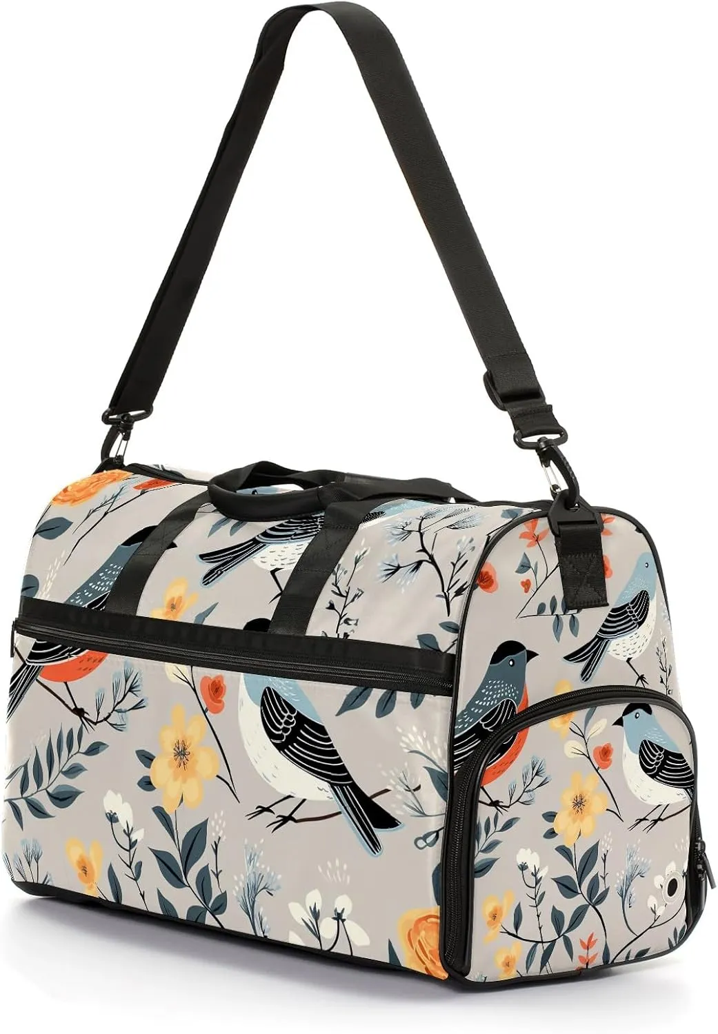 Gym Bag for Women, Carry on Weekender Overnight Bag, Travel Duffel Bags, Personal Item Travel Bag Tote Bag Workout Dance Bag, Chinese Painting Bird - 55