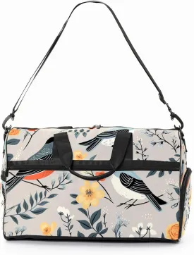 Gym Bag for Women, Carry on Weekender Overnight Bag, Travel Duffel Bags, Personal Item Travel Bag Tote Bag Workout Dance Bag, Chinese Painting Bird - 55