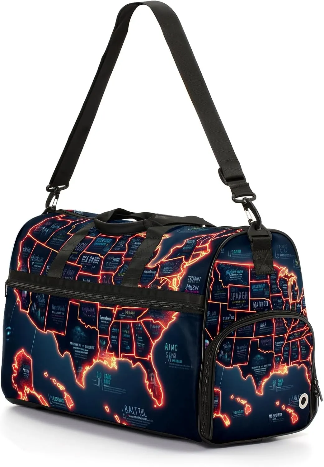 Gym Bag for Women Men, Yoga Bag with Shoe Pocket, Travel Duffel Tote Bag for Plane, Workout, Swimming, Weekend Overnight Bag Carry on Bag Hospital Holdalls, America Map - 41