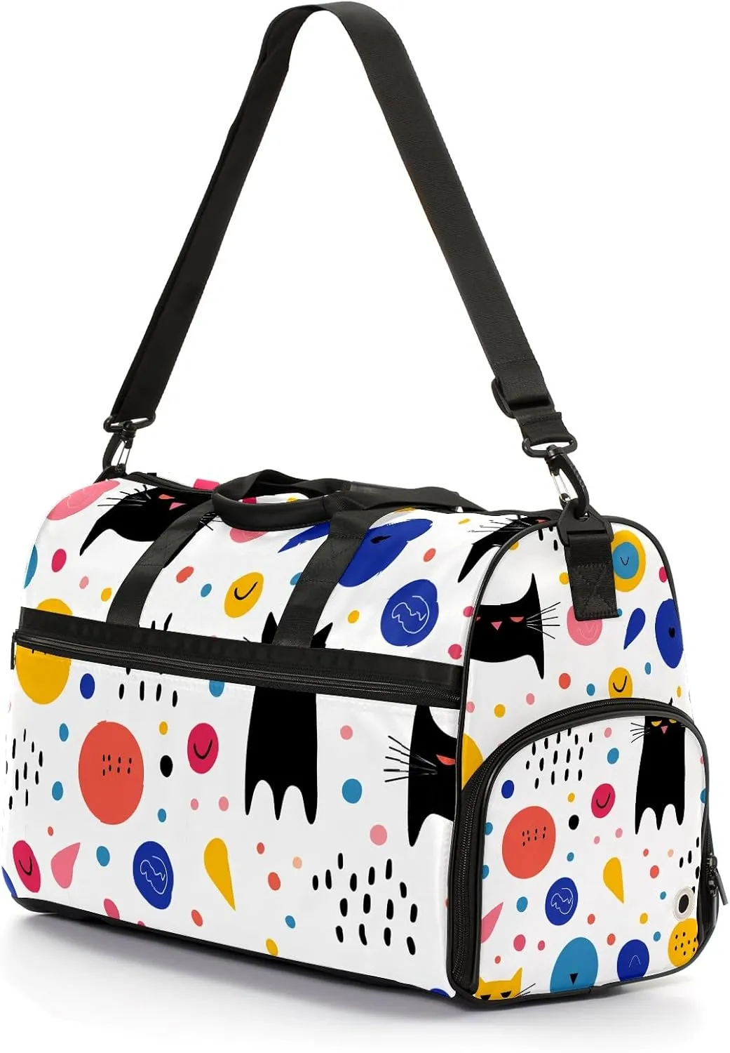 Gym Bag for Women Men, Yoga Bag with Shoe Pocket, Travel Duffel Tote Bag for Plane, Workout, Swimming, Weekend Overnight Bag Carry on Bag Hospital Holdalls, Cat Simple Drawing - 5