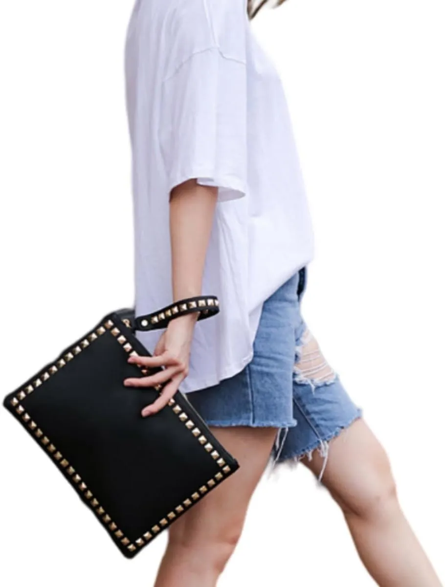 IAMUHI Women Faux Leather Crocodile Envelope Clutch Bag Wristlet Zipper Evening Handbag Wallet Purse