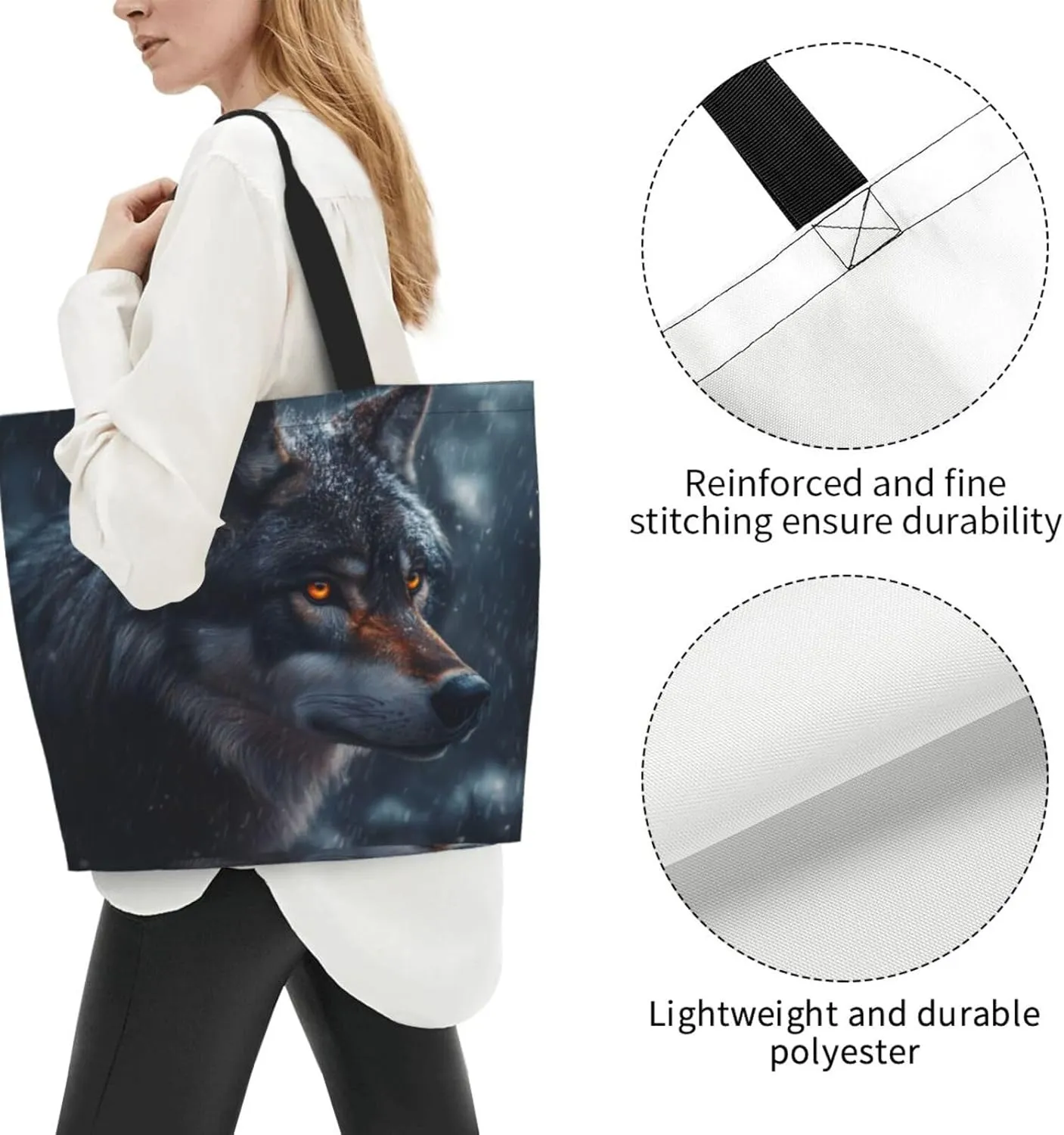 ivy leaves flower print Reusable Shoulder Bags Large Casual Tote Bag Shopping Grocery grocery bag