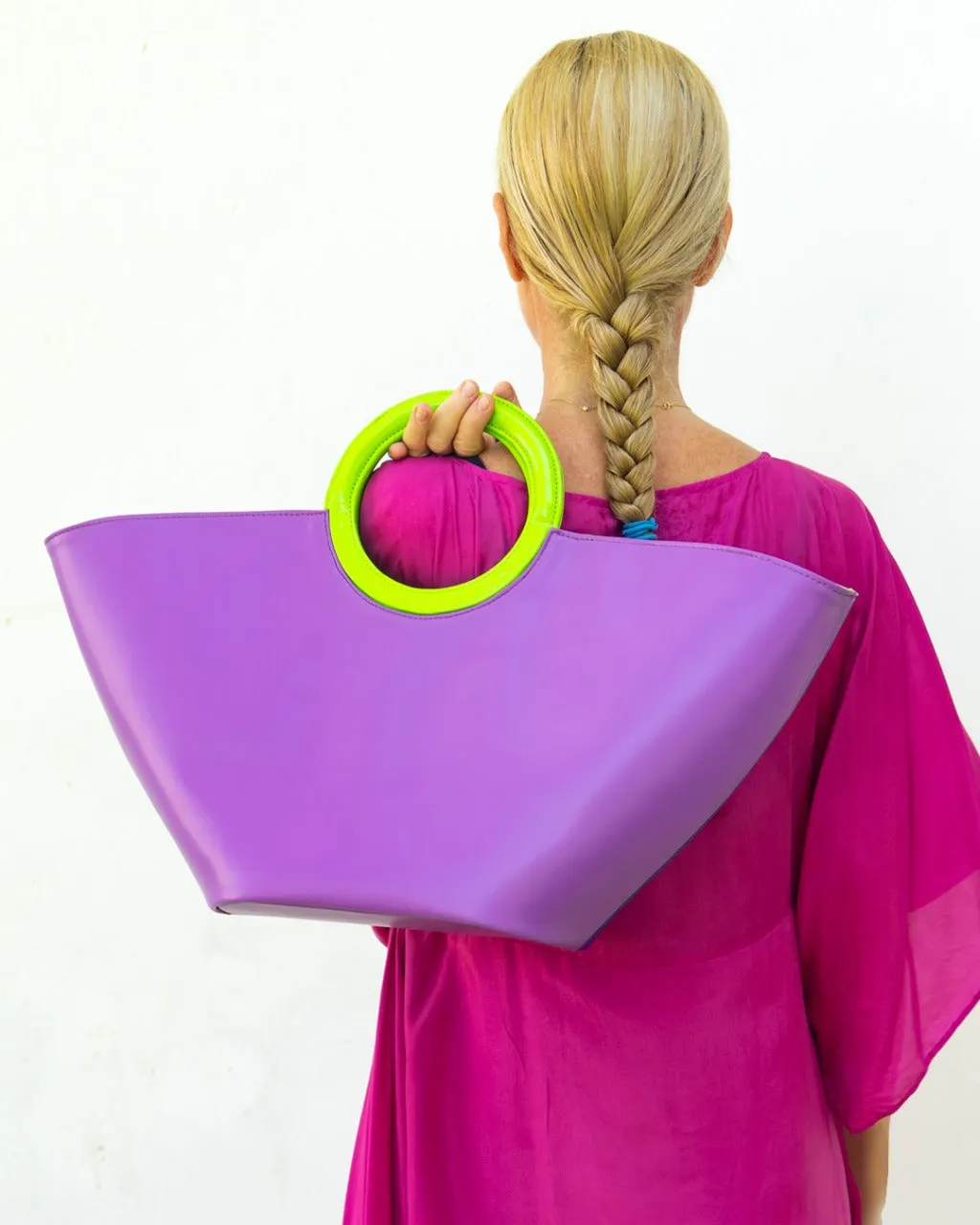 JELLY TOTE LARGE | ELECTRIC BLUE, SOFT PURPLE, LIME GREEN