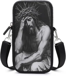 Jesus Christ on The Cross Crossbody Mobile Phone Bag Smartphone Bag With Adjustable Strap